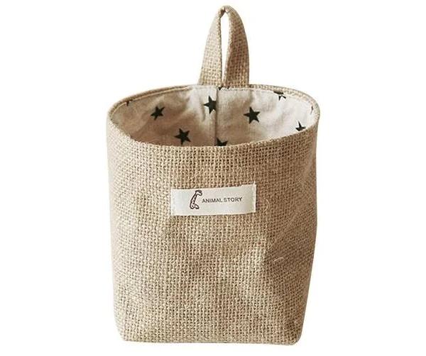 Hanging Type Storage Pocket Linen Cotton Organizer Behind The Door Hanging Container