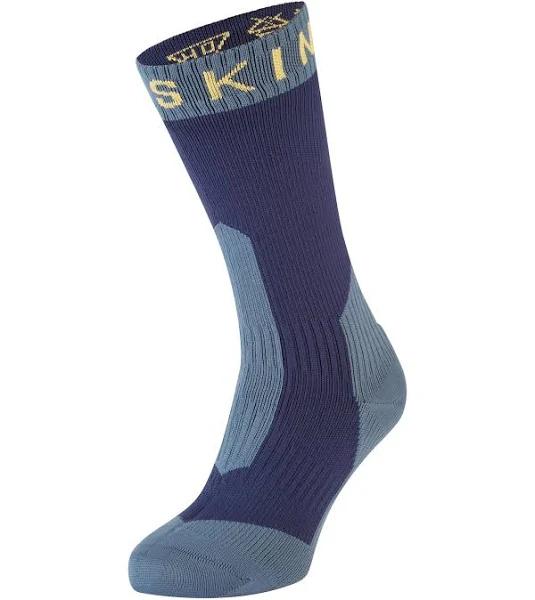 Sealskinz Waterproof Extreme Cold Weather Mid Length Sock ( Navy Blue / Yellow / S )