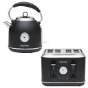 Morphy Richards Boutique Retro Design 1.7L Kettle and Four Slice Toaster MRRK17BKMRRT4BK