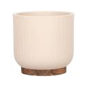 Lotus 250 x 250mm Large Cream Round Linear Ceramic Pot