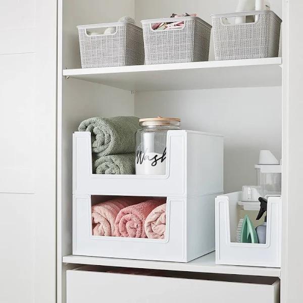 Kmart 28.5L Modular Open Front Stackable Bin - White