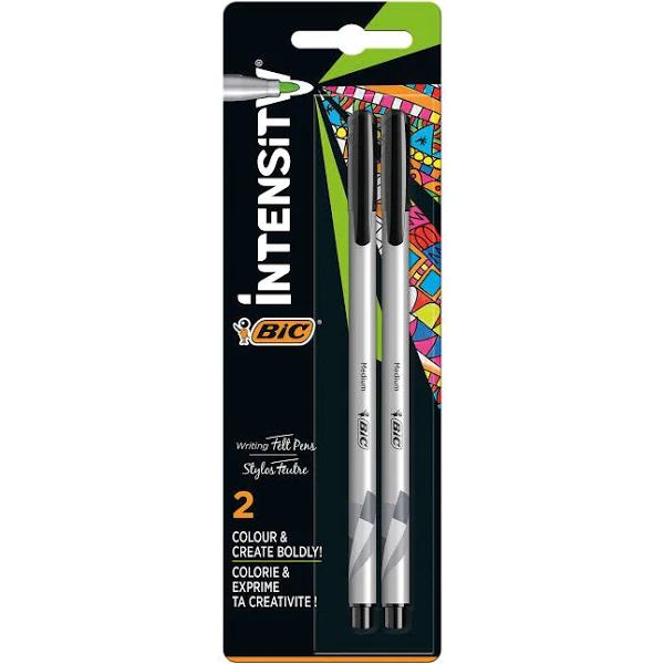 Bic Intensity Fineliners Medium Black 2 Pack