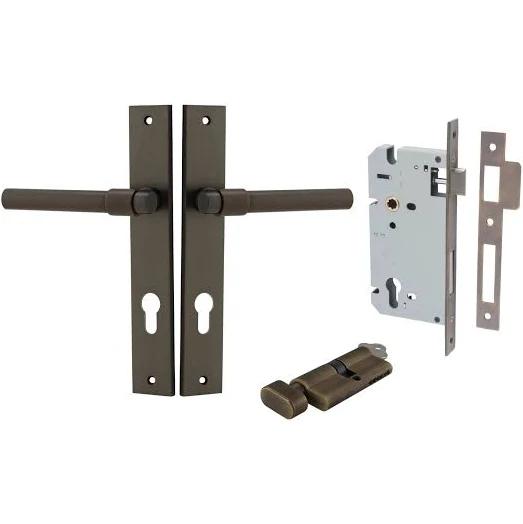 Iver Helsinki Door Lever On Rectangular Backplate Entrance Kit Key/Thumb Signature Brass 10896KENTR60KT