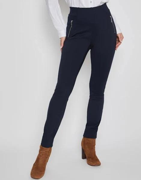 Millers - Womens Pants - Full Length Slim Leg Pannelled Ponte Zip Pant - Ink AU Size 18 - AfterPay & zipPay Available