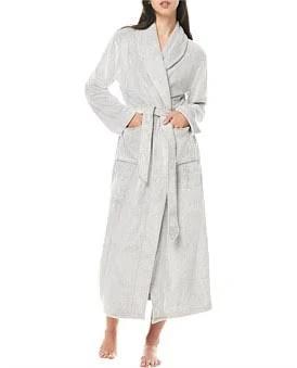 David Jones Gingerlilly Long Plush Robe in Grey, Size Large