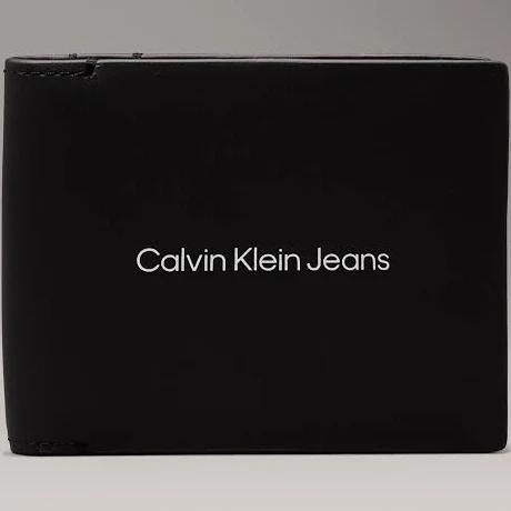 Calvin Klein Jeans Logo Print Bifold ID Wallet Black Man