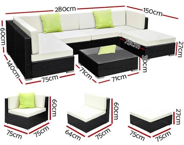 Gardeon 7pc Sofa Set with Storage Cover Outdoor Furniture Wicker