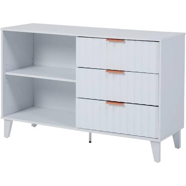 Groove Furniture Airlie Buffet Sideboard Cabinet Storage 3 Drawers White Finish