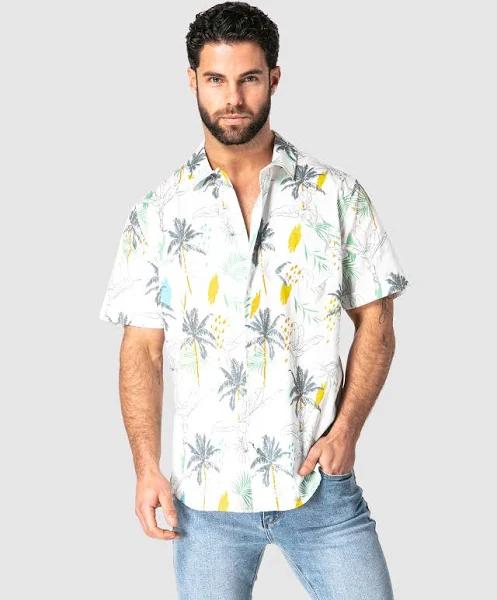 ONEBYONE - Men's White Printed Shirts - Brazos Short Sleeve Shirt - Size One Size, L at The Iconic