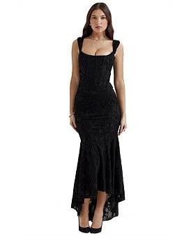 House of CB Cesca Floral Maxi Dress in Black, Size S