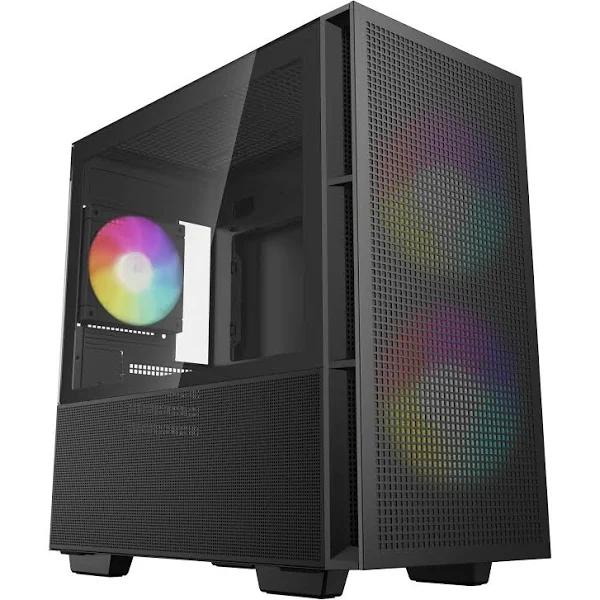 DeepCool CH360 Black Micro ATX Case Tempered Glass Window 1x Usb 3.0 1x USB-C HD Audio 2x 140mm ARGB and 1x 120mm ARGB Pre-Installed Fans