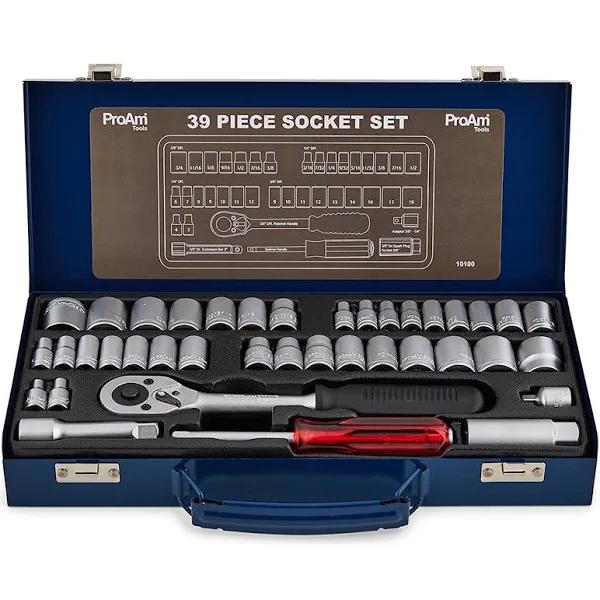 ProAm by KC Tools 39pc 1/4" & 3/8" Dr AF & Metric Socket Set - 10100