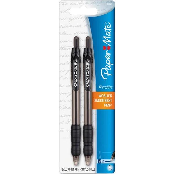 Paper Mate Profile Retractable Ballpoint Pen - Black 2-Pack