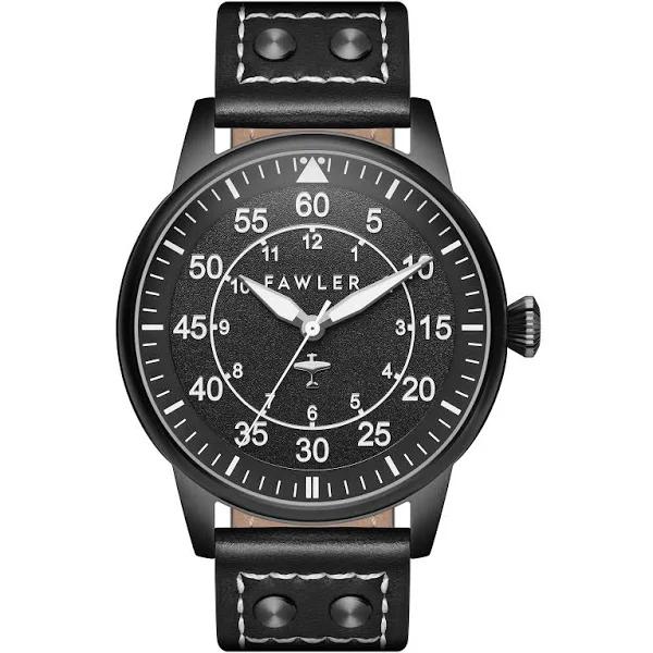 Engravable Apollo | Black Stainless Steel Pilot’s Watch - For Men - Fawler