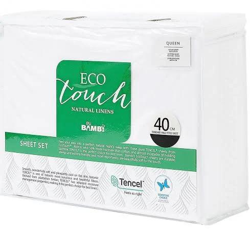 Bambi Eco Touch Tencel White Sheet Set - Double