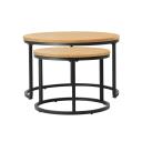 Oikiture Set of 2 Coffee Table Round Nesting Side End Table Natural