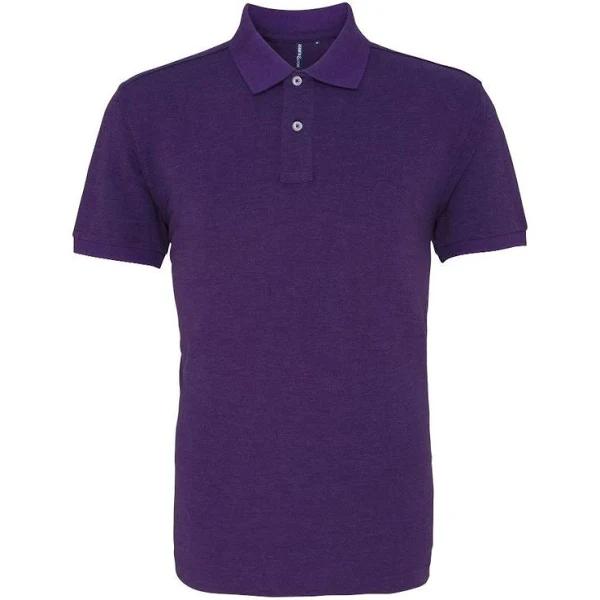 Asquith & Fox Mens Plain Short Sleeve Polo Shirt (Purple Heather) (XL)