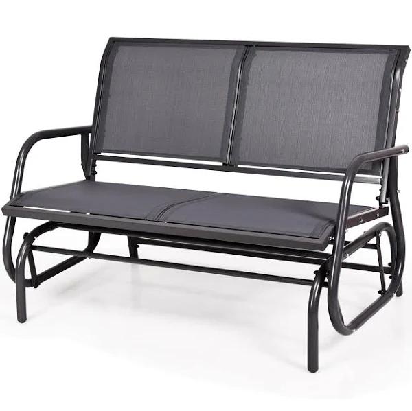 Costway 48" Outdoor Patio Swing Glider Bench Chair Loveseat Rocking Lounge Backyard Grey