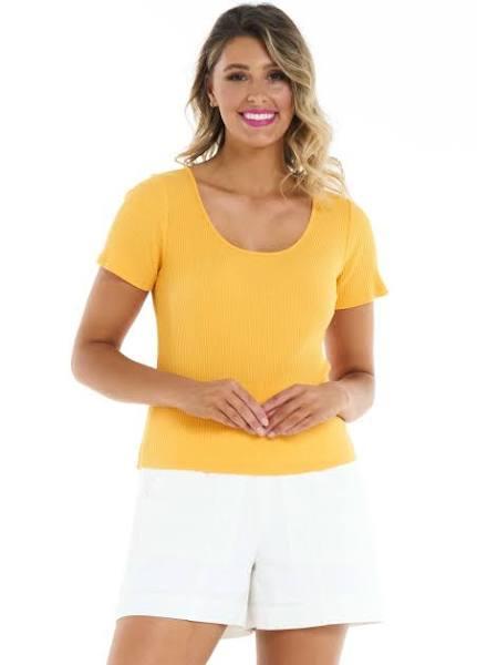 Betty Basics Stacey Rib Tee in Mandarin - 14 Yellow