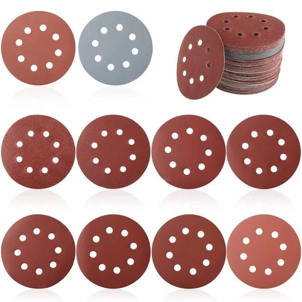 100pcs Sanding Discs Pad, 125mm 5"Hook and Loop Discs Assorted 80/180/240/320/400/800/ 1000/1500/2000/3000 Grits Sandpaper Sheet for Random Orbital