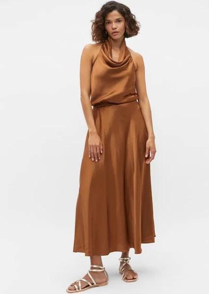 Seed Heritage Satin Circle Skirt in Cinnamon Spice Brown 14