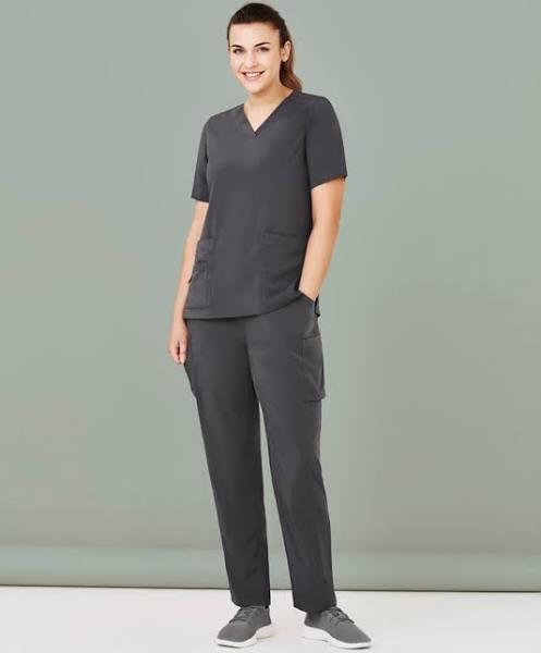 BizCare Womens Easy Fit V-Neck Scrub Top CST941LS Charcoal / 2XL