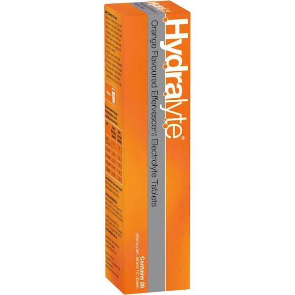 Hydralyte Effervescent Electrolyte 20 Tablets Orange