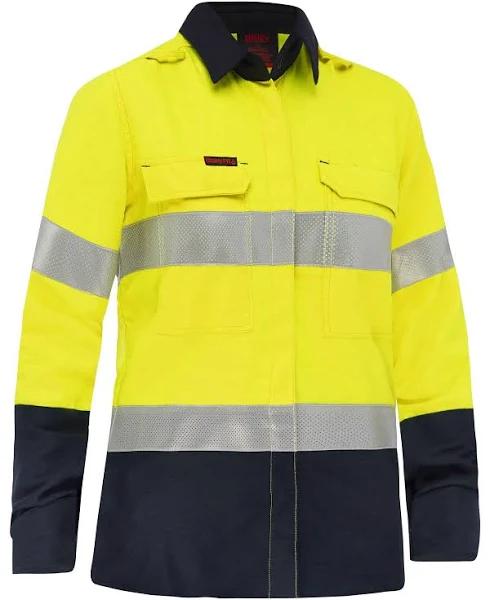 Bisley Womens BW Shirt FR Apex 160 Tape - BL8338T Yellow/Navy / 8