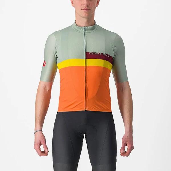 Castelli A Blocco Jersey in Defender Green/Scarlet Red