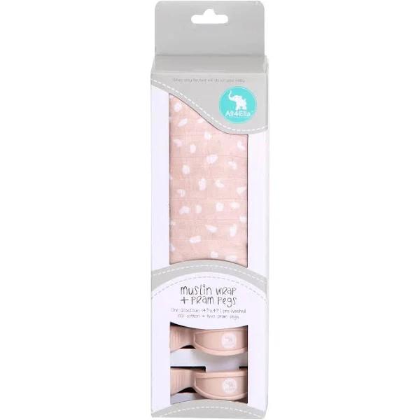 All4Ella - Muslin Wrap & 2 Pram Peg Box Set - Beige Dots