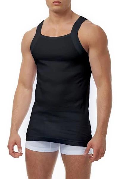 Papi Men's Tank Top Black Square Neck Tank Set S