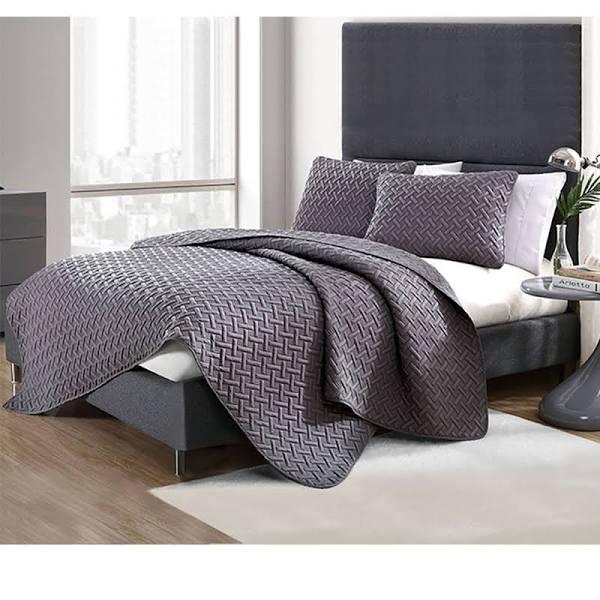 Ramesses Chic Embossed 3 Piece Comforter Set (Queen, Charcoal)