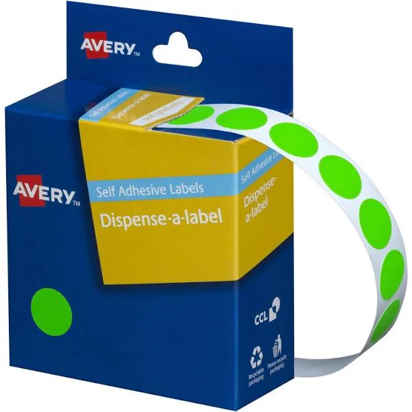 Avery Dispenser Labels Round 14mm Fluoro Green Pack 700