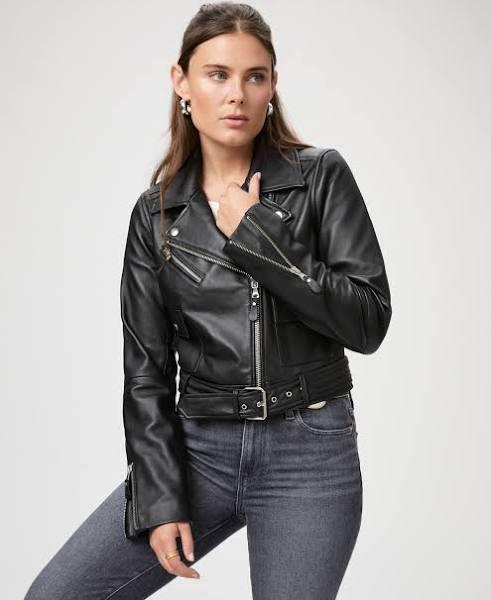 Paige Women's Demetra Jacket - Black Leather | Size Large