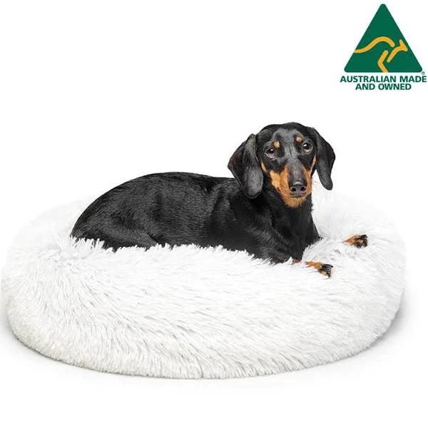 Fur King Aussie Calming Dog Bed 60 cm - Small / White