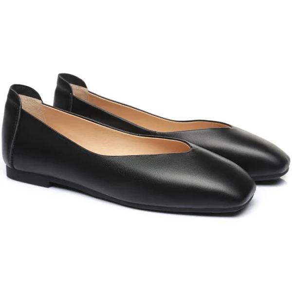 Square Toe Leather Ballet Flats Women Linda