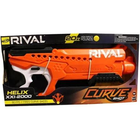 Nerf Rival Curve Shot - Helix XXI-2000 Blaster - Fire Rounds To Curve Left, Right, Downward or Fire Straight - 20 Rival Rounds