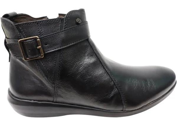 Perlatto Tess Womens Comfortable Leather Ankle Boots Made in Brazil Black 7 AUS or 38 EUR