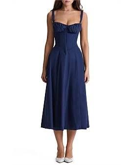 House of CB Carmen Dress in Navy, Size M