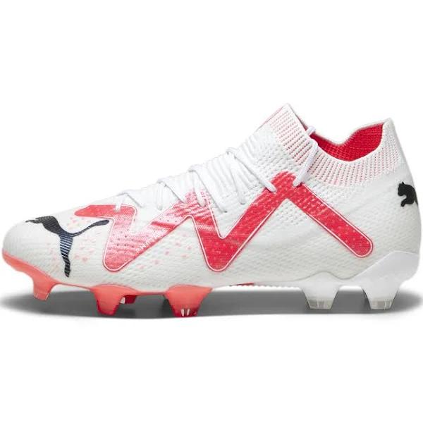 Puma Future Ultimate FG/AG Women's Soccer Cleats Shoes, White/Black/Fire Orchid, 10.5