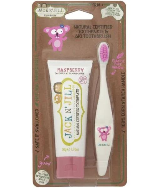 Jack N' Jill Tooth Buddy Raspberry Toothpaste & Bio Toothbrush 12m+