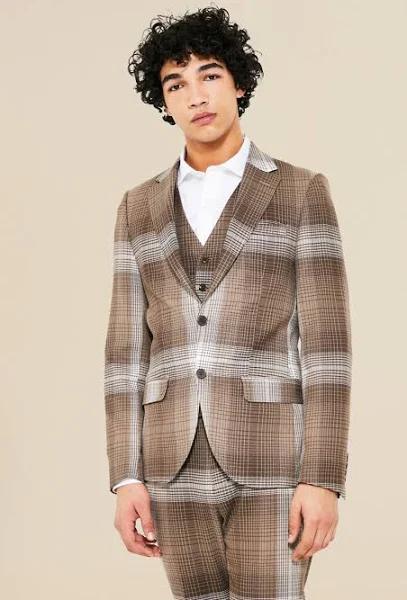 Single Breasted Skinny Check Suit Jacket