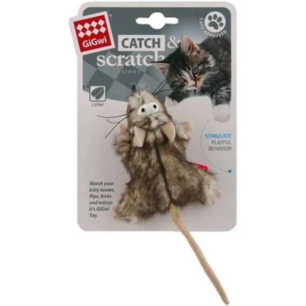 Gigwi Catch & Scratch Mouse with Catnip Cat Toy