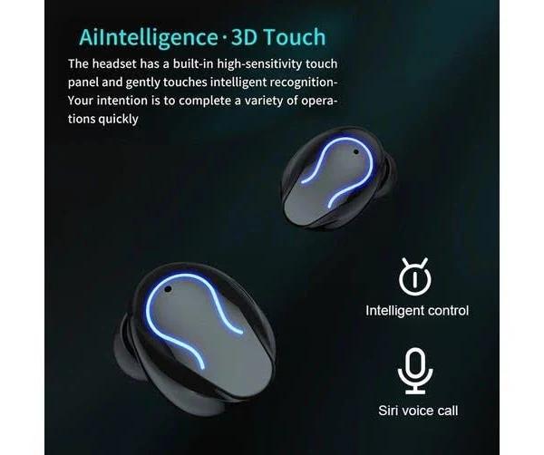 Q32 TWS Wireless Earphones Bluetooth-5.1 Stereo Headphones Sport Waterproof Earbuds Headset With Microphone 2000mAh Charging Box - Black