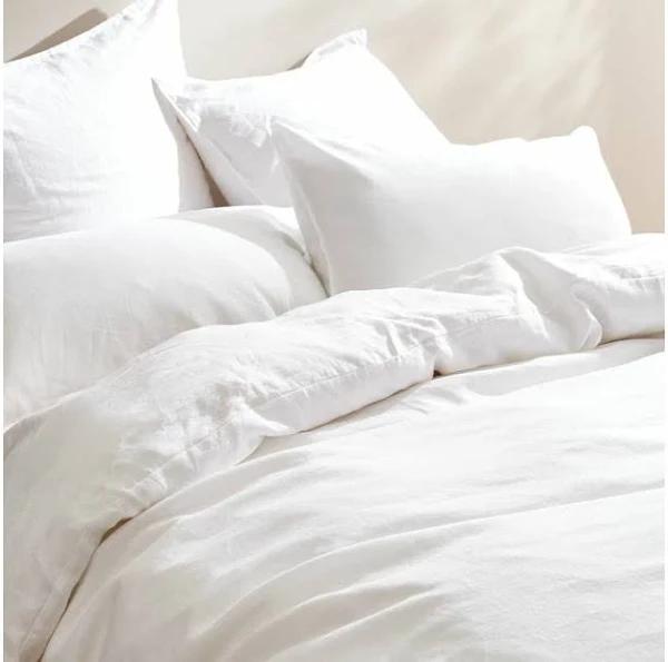 Target European Linen Quilt Cover Set | White | Size King Bed