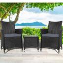 Gardeon 3pc Bistro Wicker Outdoor Furniture Set Black