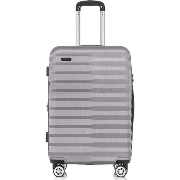 SwissTech Odyssey 76L/66cm Checked Luggage Travel Suitcase Trolley Silver Grey