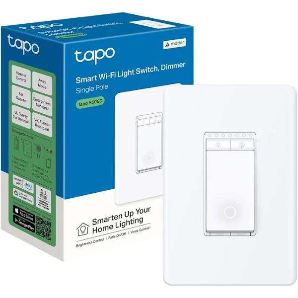 TP-Link Tapo S505D Smart Wi-Fi Dimmer Light Switch & Dimmer Matter, Works with Amazon Alexa Google Assistant