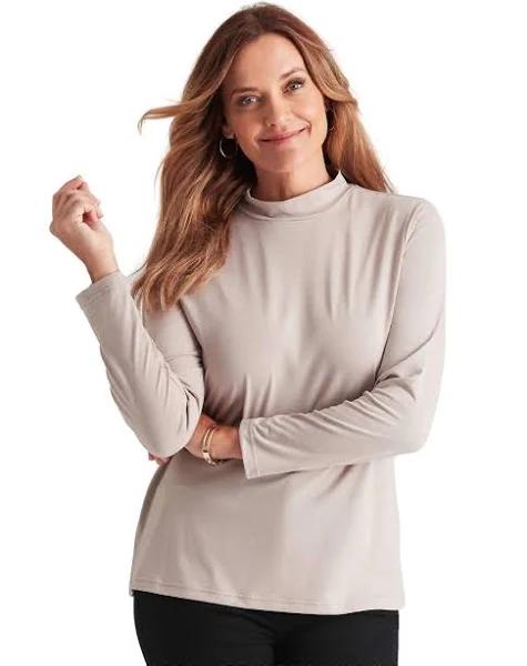 Millers Long Sleeve Jersey Turtle Neck Top - Size 10 - Womens - Taupe