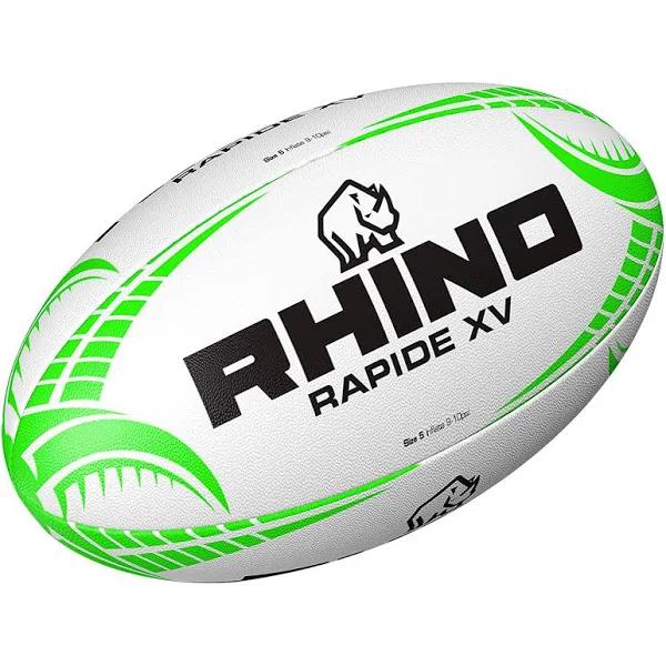 Rhino Rapide XV Rugby Ball White/Green 3